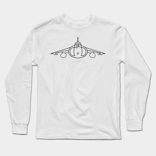 Hawker Harrier classic British jump jet aircraft black minimal outline Long Sleeve T-Shirt